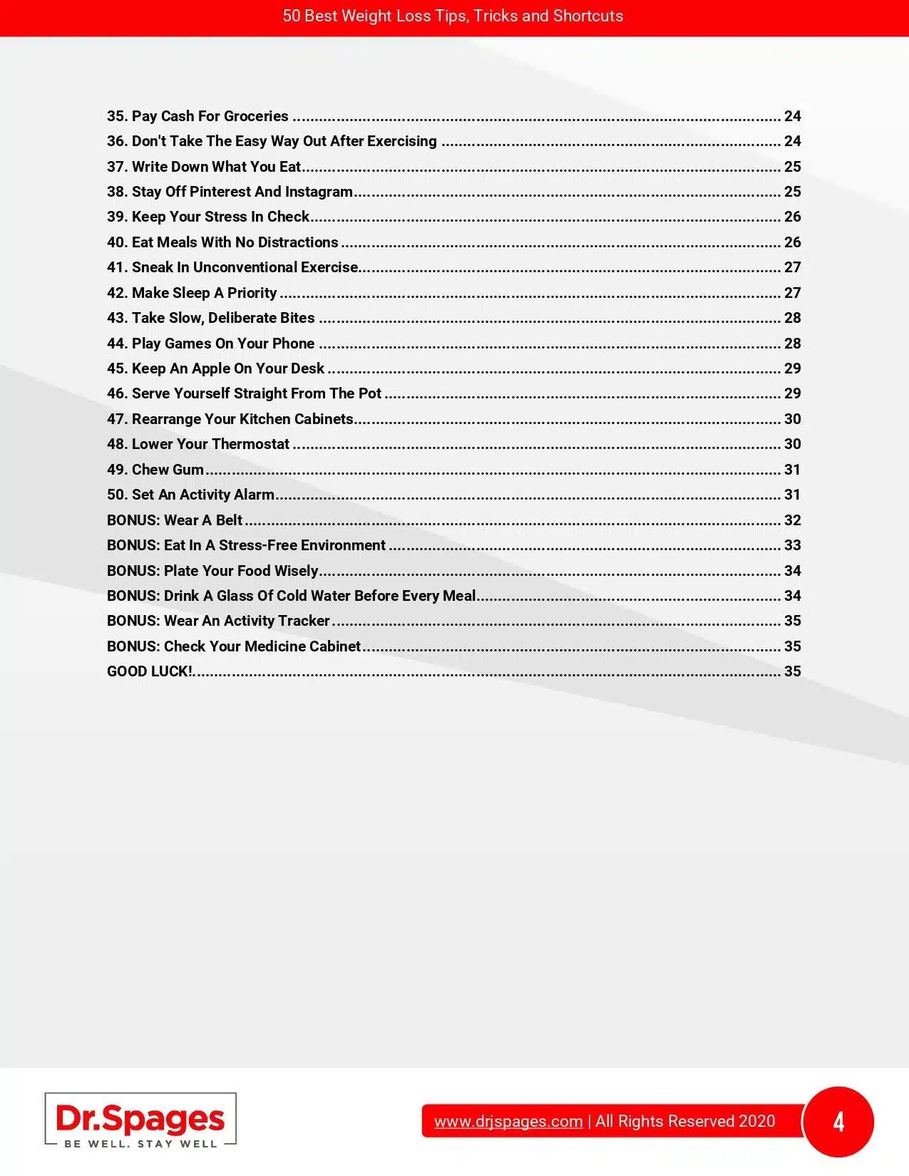 50 Best Weight Loss Tips, Tricks and Shortcuts Contents
