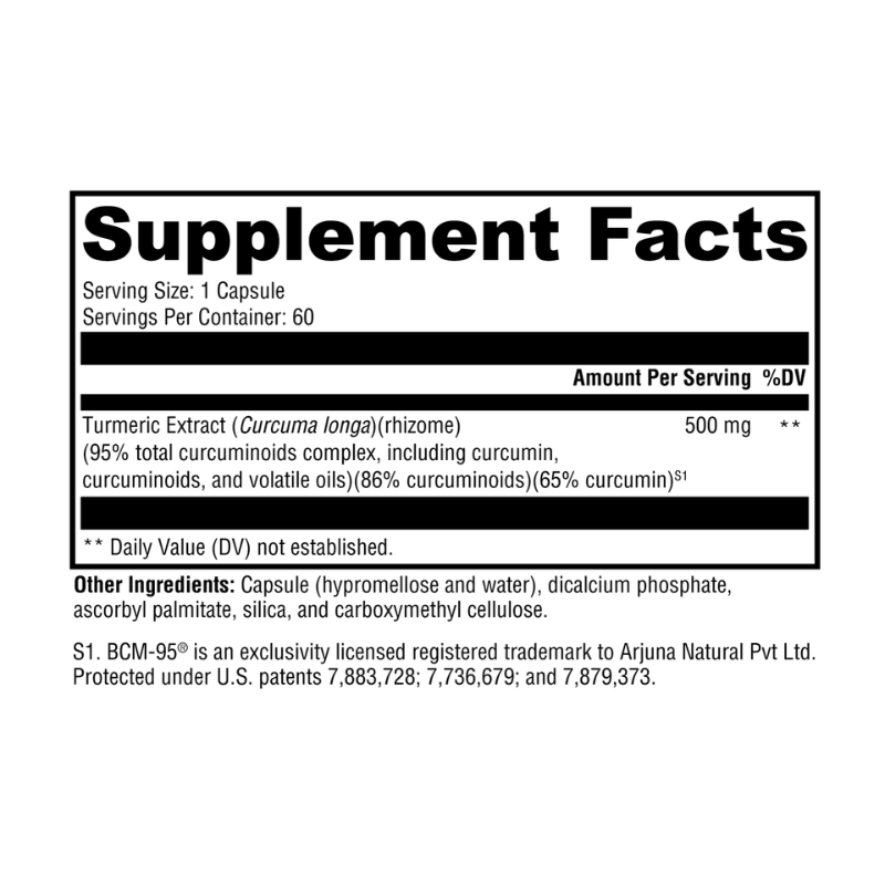 CurcuPlex-95 60 Capsules Supplement Facts