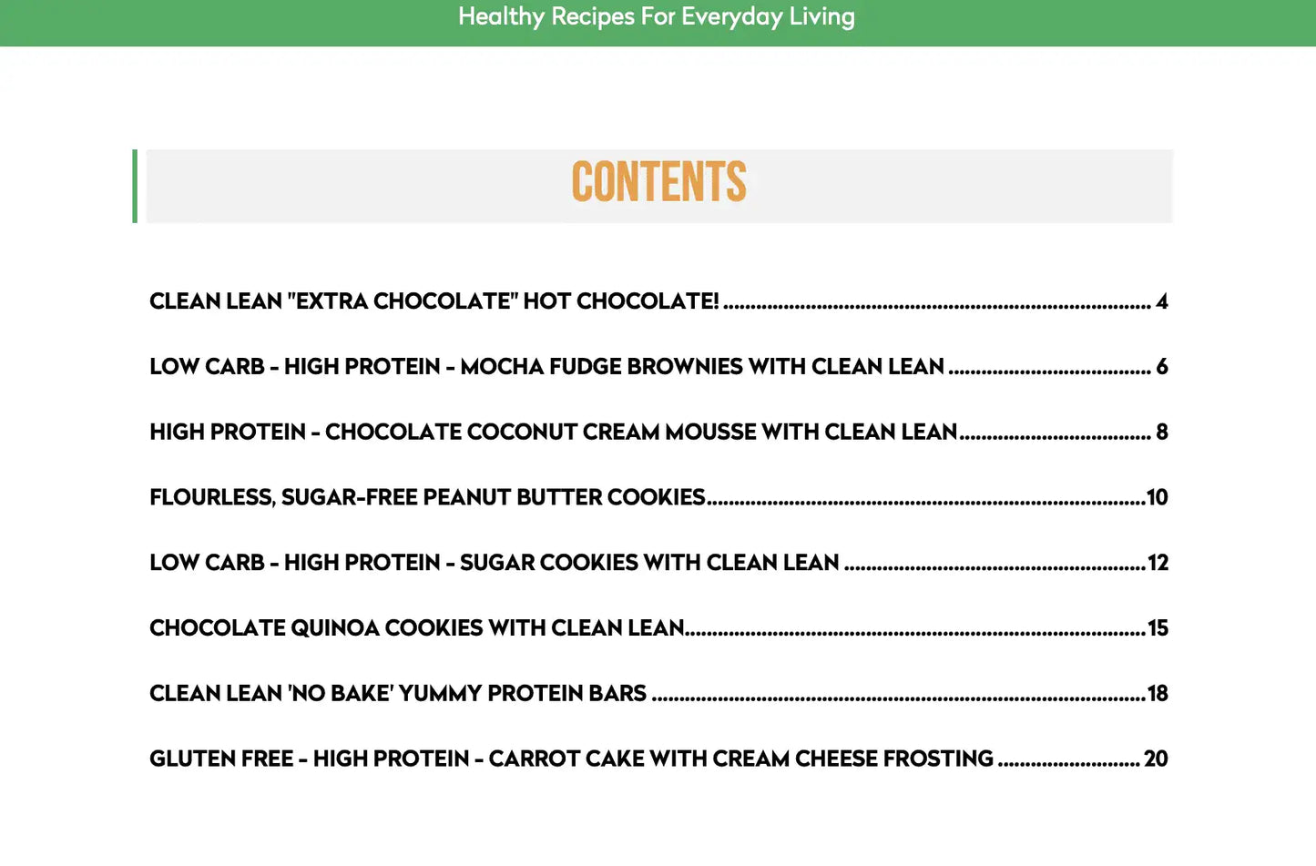 Fat Burning Dessert Recipes Contents