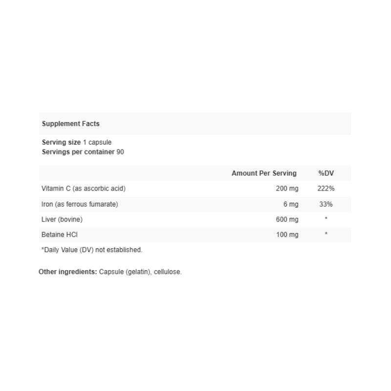 HemeVite Supplement Facts