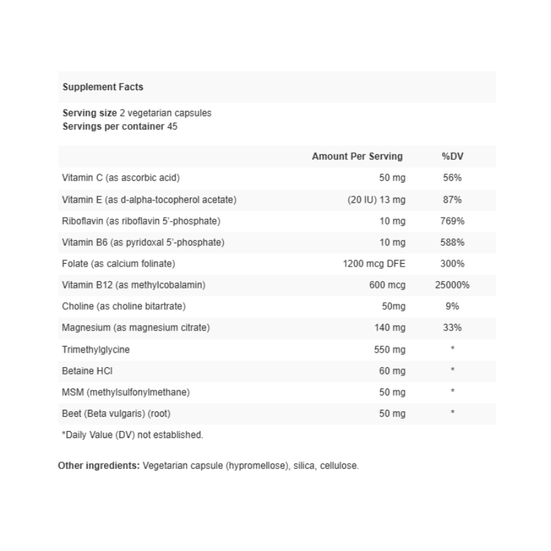 Methyl-SP Supplement Facts
