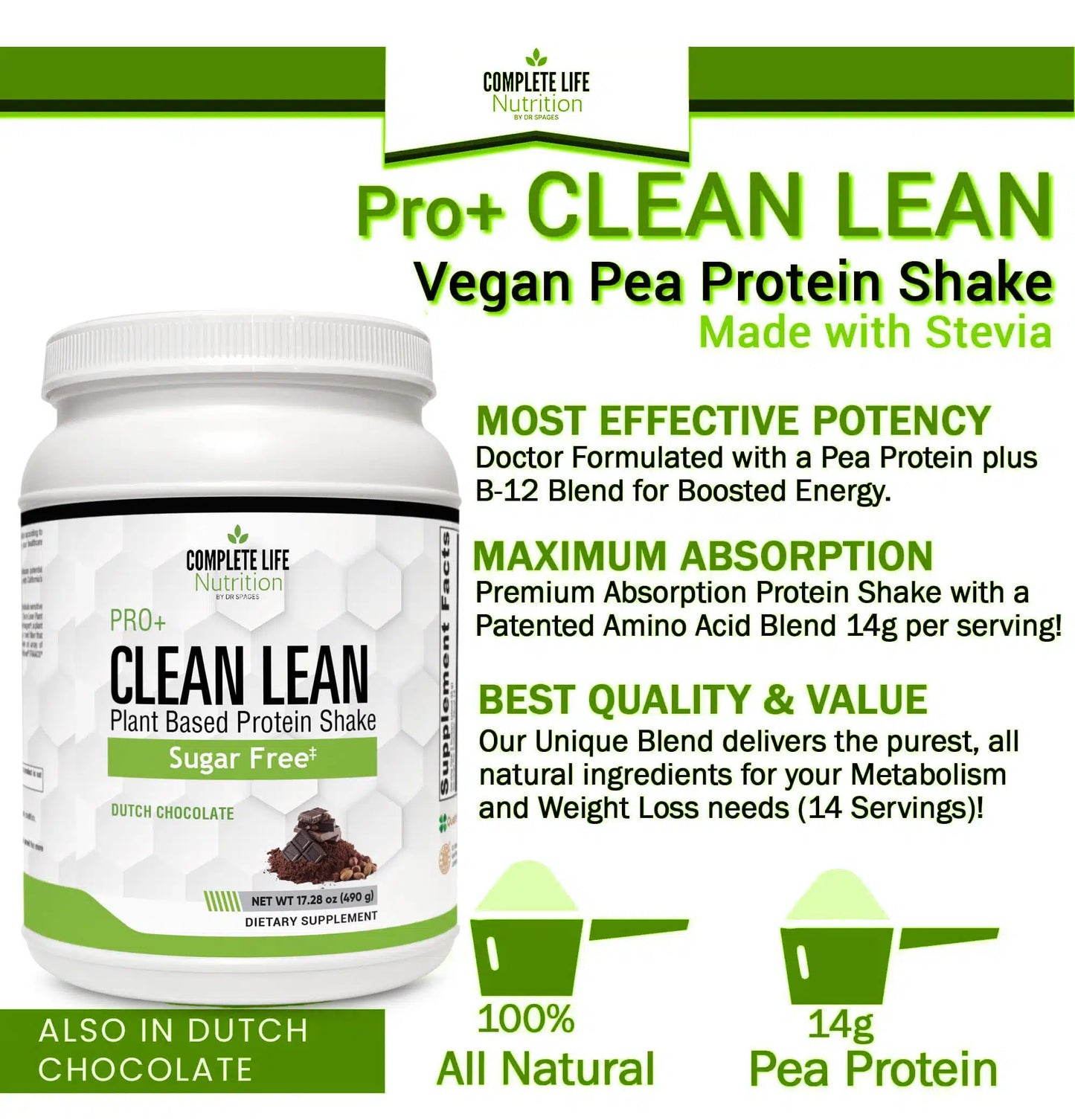 Clean Lean Shake – Dutch Chocolate – No Sugar